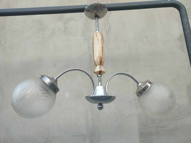 Lustre à Double Opalines Blanches