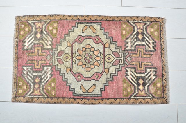 Small Turkish Handmade Faded Wool Rug, 1960s for sale at Pamono