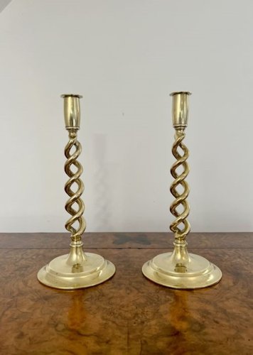 Edwardian Brass Candleholders, 1900s, Set of 2 for sale at Pamono