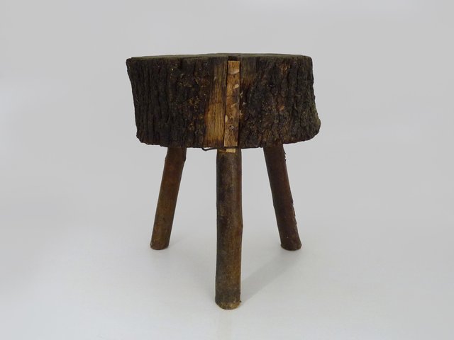Tripod Milking Stool in Oak, France, 19th Century for sale at Pamono