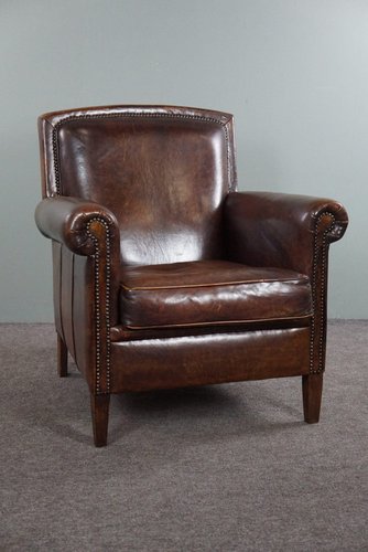 Vintage leather sale accent chair
