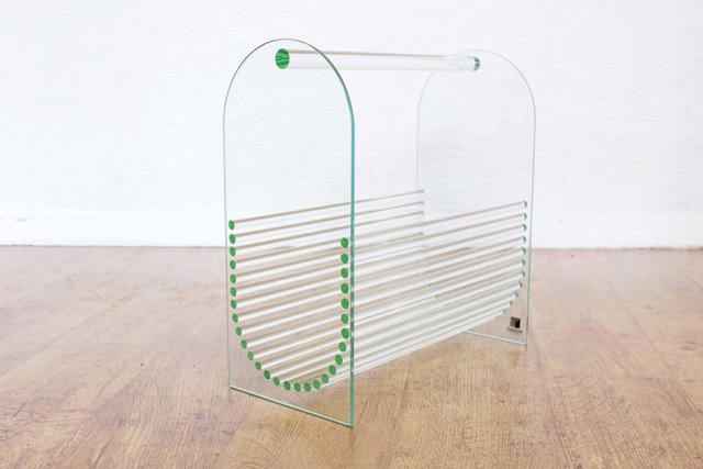 Glass Magazine Rack from Marais International, 1980s for sale at Pamono