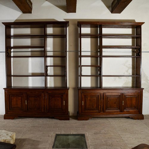Open and Closed Bookcases in Fir, 1900s, Set of 2 for sale at Pamono