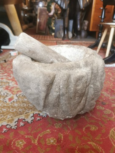Mini Mortier Et Pilon En Pierre De Fossiles Himalaya - 6,3 Cm Pour Herbes Et Épices