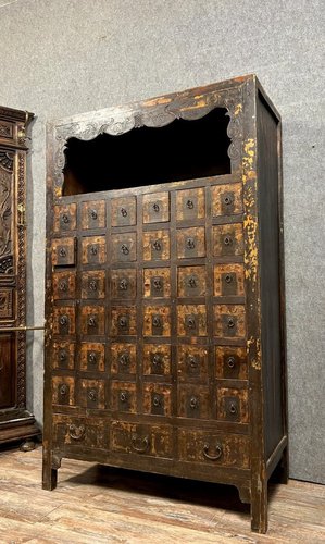Chinese Apothecary Cabinet in Blackened Cypress