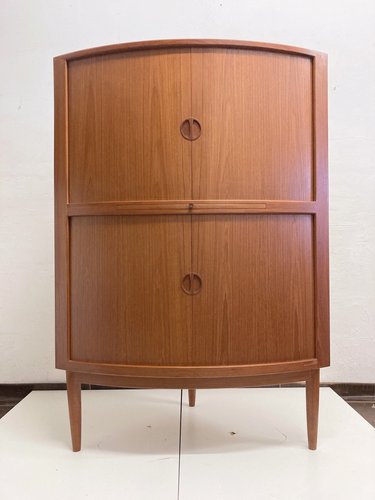 Danish Teak Corner Cabinet with Rolling Doors 1960s for sale at