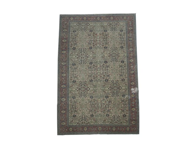 Vintage Turkish Rug in Faded Green Pink, 1960s for sale at Pamono