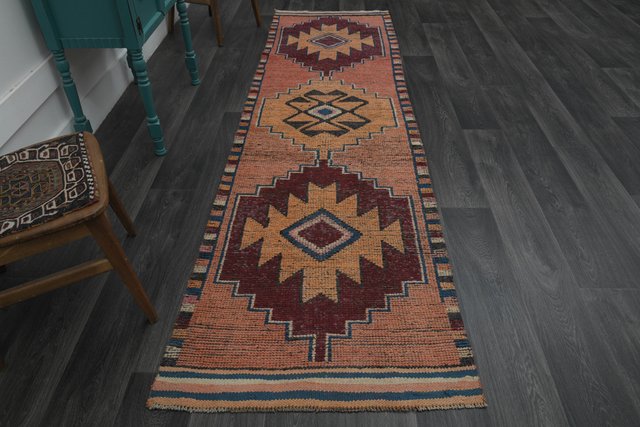 Turkish Pink Orange Runner Rug Vintage Rug, 1960s for sale at Pamono