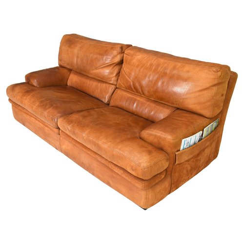 Sofa in Cognac Leather from Roche Bobois France 1970s for sale
