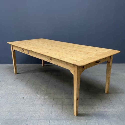 Large Vintage Pine Dining Table for sale at Pamono