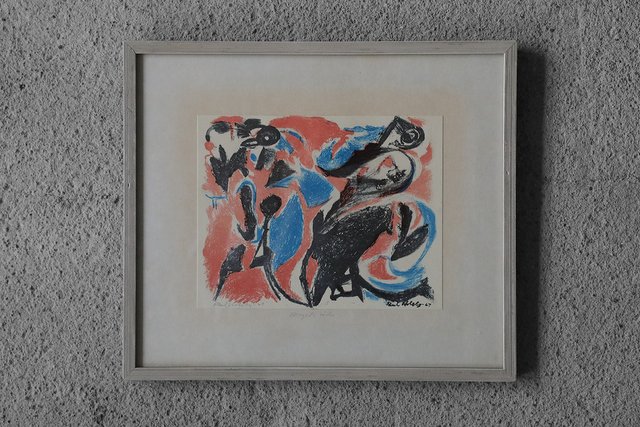 Paul Holsby, Mountain's Red, Color Lithograph, 1963, Framed for
