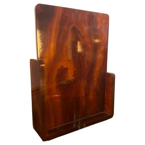 Tavolino Da Salotto Rettangolare Mid-Century - 2 Livelli, Piano Vetro Ambrato E Ripiano MDF Noce, Gambe Oro - 40x22x17 Cm