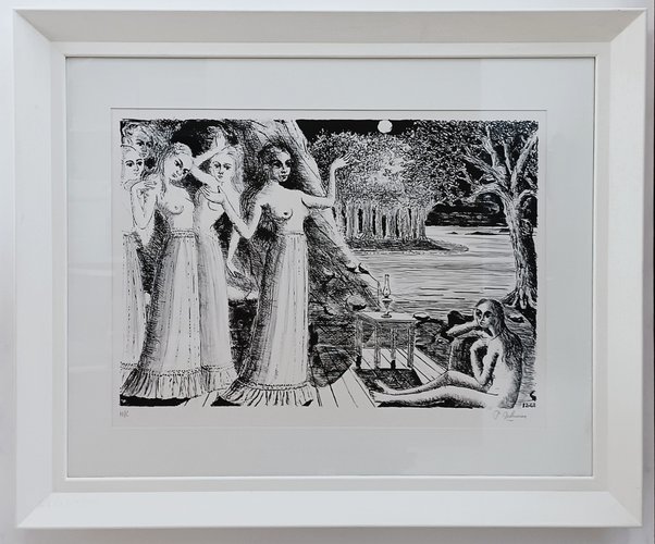 Paul Delvaux、LES DEUX AGES、画集画、新品額装付 Paul Delvaux、LES DEUX AGES、画集画、新品額装付 Paul Delvaux