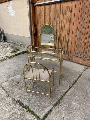 Vintage Dressing Table and Stool in Brass, 1950s, Set of 2 for sale at  Pamono