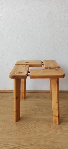 希少 Olof Ottelin Stool Olof Ottelin, Minimalist Stools, Solid Pine, Finland, 1960s