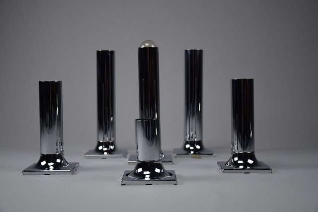 Chroome Ceiling Lamps attributed to Rolf Krüger for Staff, 1960s