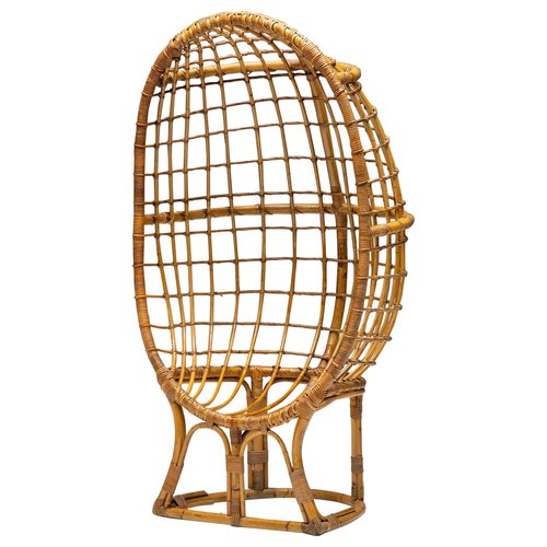 MidCentury Bamboo Egg Chair, Italy, 1970s for sale at Pamono