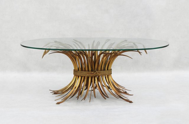 Mid-Century Oval Wheatsheaf Coffee Table, France, 1960s for sale at Pamono