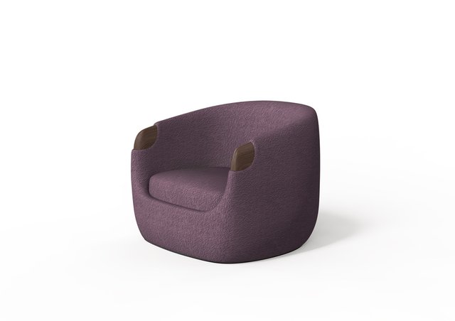 Modern Bubble Armchair in Purple Boucle and Walnut by Javier Gomez for ...