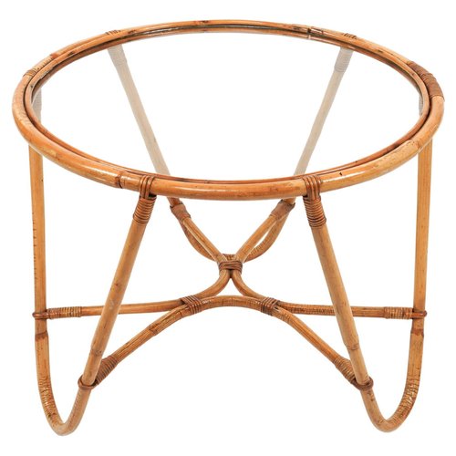 サイドテーブル・ナイトテーブル・ローテーブル Vintage Bamboo Rattan Round Side Table Amazon.com: LITA Rattan Log Desktop Round Side End Table