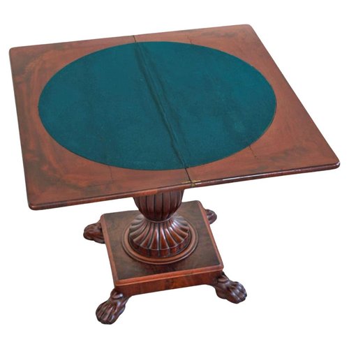 Antique Folding Pedestal Card Table, 19th Century for sale