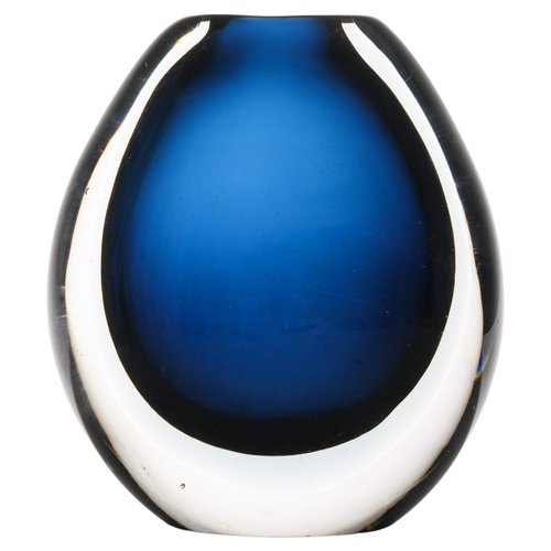 Round Glass Vase in Blue by Vicke Lindstrand, 1960s for sale at Pamono