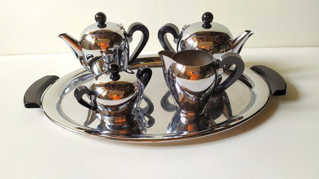 Alessi vintage coffee and tea service, 1940s, Set of 5 for