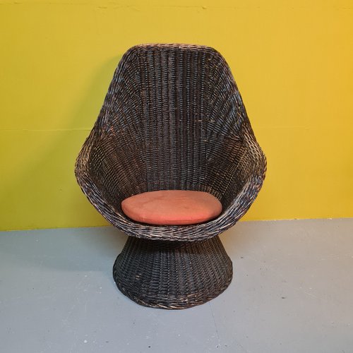 Dutch Wicker Bucket Chair 1960s 1970s for sale at Pamono