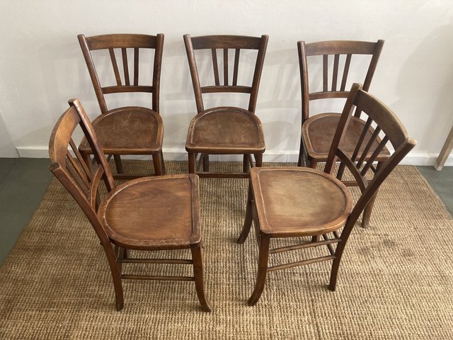 Vintage French Bistro Chairs Set of 5 for sale at Pamono
