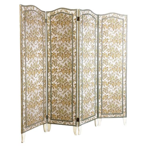 Italian Floral Fabric Folding Screen with Wooden Feet, 1940s for sale