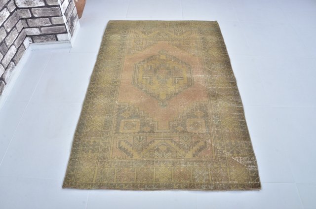 Vintage Faded Wool Rug, 1960s for sale at Pamono