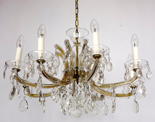 Lustre Style Maria Theresia en Cristal au Plomb, 1970s en vente sur Pamono
