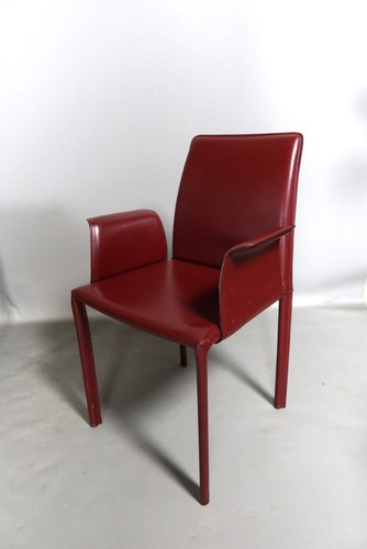 Desk Armchair in Maroon Leather for sale at Pamono