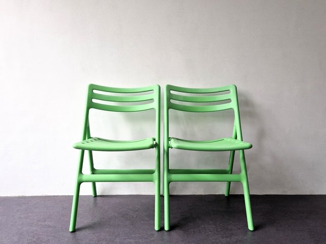Green Folding Air Chairs by Jasper Morrison for Magis Italy