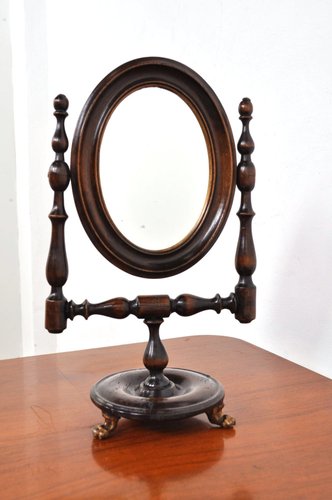 Specchio da trucco nero da tavolo, piano di lavoro, bagno, rasatura cosmetica, scrivania, camera da letto, toeletta (40 cm