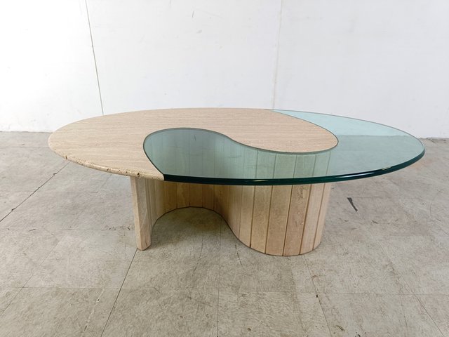 Tavolino Da Caffè Moderno Effetto Travertino Efect 58x58x42 Cm: Stile Boho Per Soggiorno E Camera Da Letto