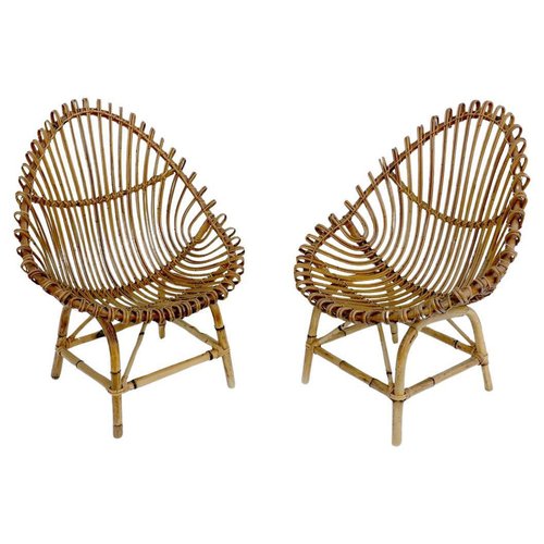 Vintage Sessel aus Bambus, 1960, 2er Set bei Pamono kaufen