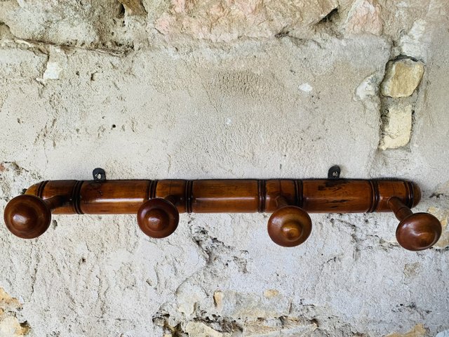Mid Century Faux Bamboo Wall Mounted Coat Rack 1940s for sale at Pamono