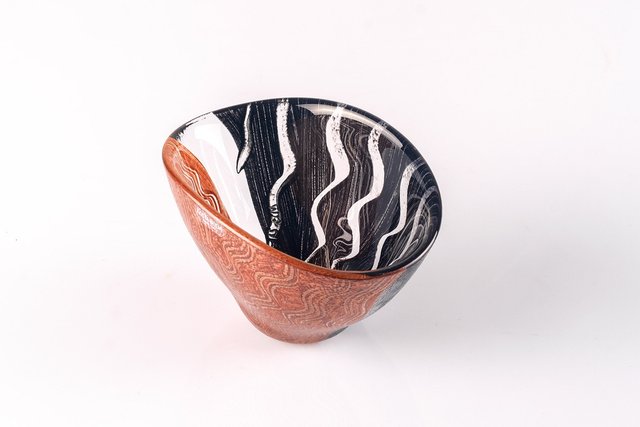 Hand-Painted Glass Tonga Bowl by Monica Backström for Kosta Boda