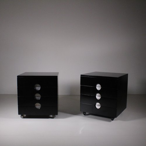 Vintage Black Bedside Tables by Luigi Caccia Domini for Azucena, 1970