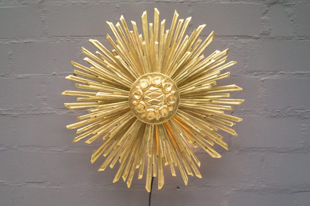 Large Wooden Sunburst Wall Lamp 1960s For At Pamono