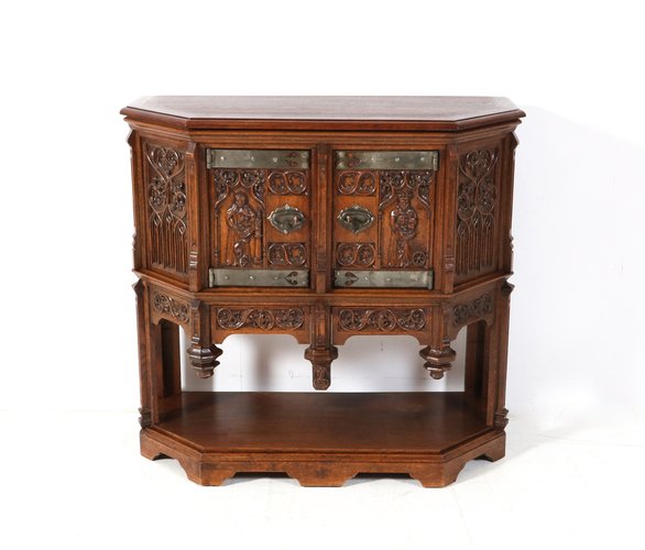 gothic-revival-oak-credenza-