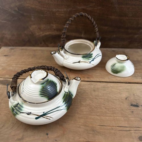 Service à Thé Chinois Koi Porcelaine Verte – Théière 160ml + 6 Tasses 45ml, Motif Poisson Koi Relief