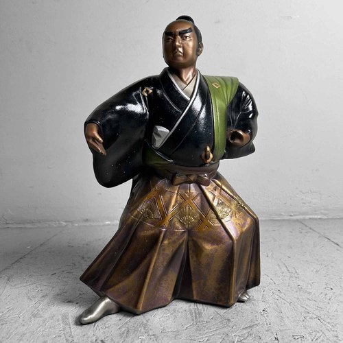 ミニマムサイズ一刀彫　登山者　木製　木彫刻　 昭和レトロ Mid-Century Samurai Warrior Statue, Takaoka, Japan, 1960s