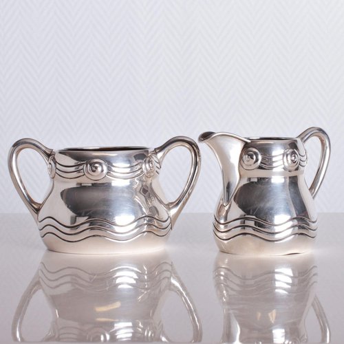 Sterling silver creamer shop and sugar set