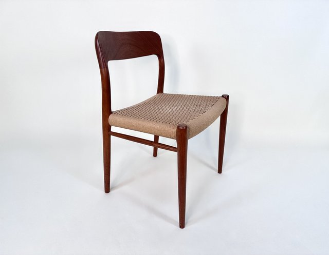 Teak & Woven Paper Cord Model 75 Side Chair by Niels O. Møller for J.L ...