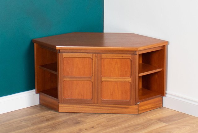 Squares Corner Tv Cabinet Side Table in Teak from Nathan 1960s