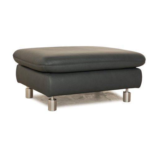 Rivoli Ottoman in Blue Gray Leather from Koinor