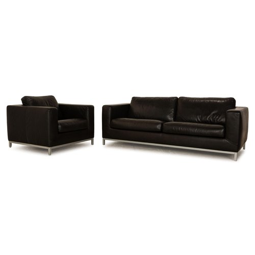 Chair Sofa Leather for 3-Seater of and sale Anthracite Manolito Set from 2 Lounge at Pamono in Machalke,