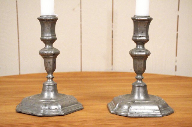 Antique Swedish Baroque Pewter Candlesticks by Nils  display picture 1